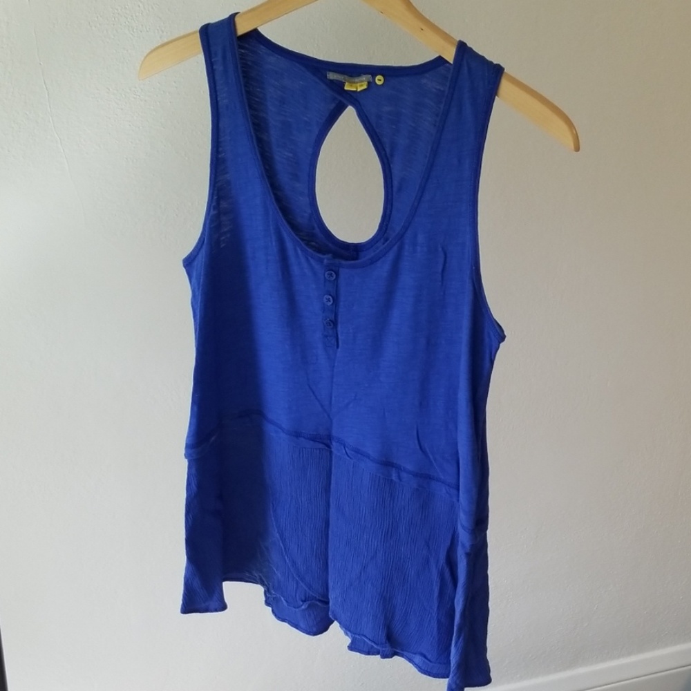 Anthropologie Little Yellow Button Tank